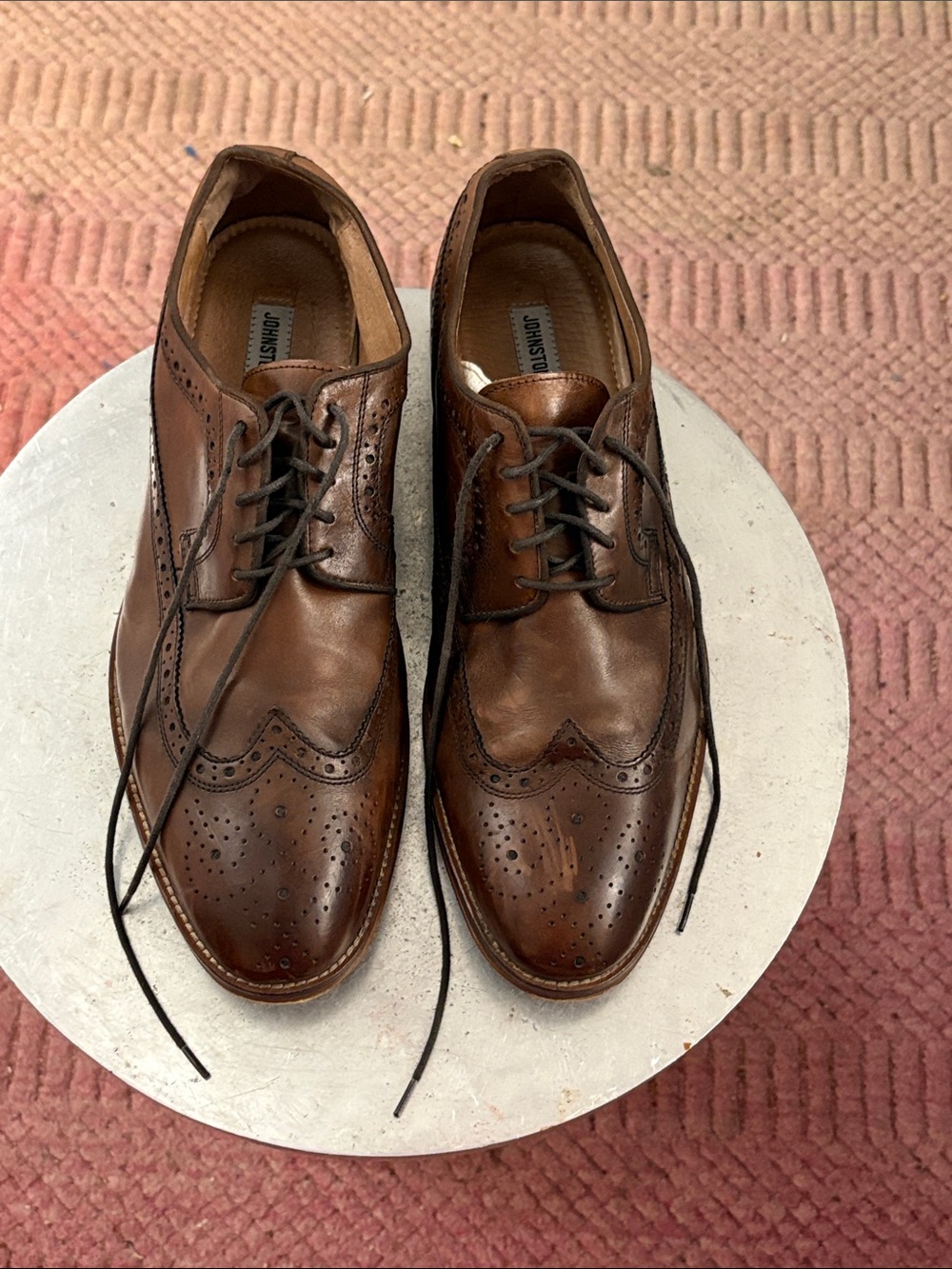 Johnston & Murphy Brown Leather Wingtip Oxfords